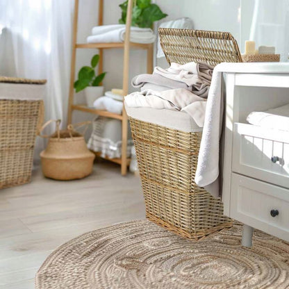Flettet Vasketøjskurv 46 L Beige med Låg