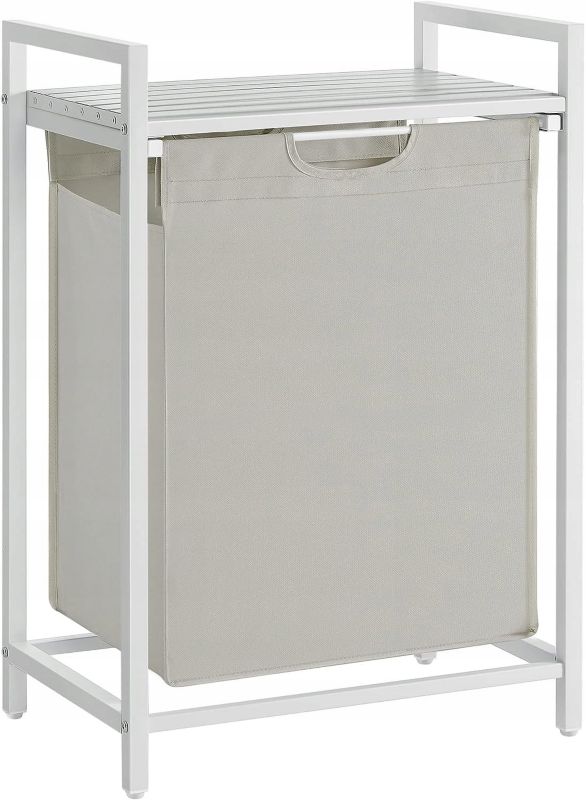 Vasketøjskurv 65 L Hvid MDF Stålstel 50x33x72 cm