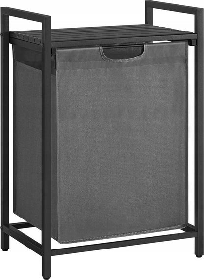 Vasketøjskurv 65 L Hvid MDF Stålstel 50x33x72 cm