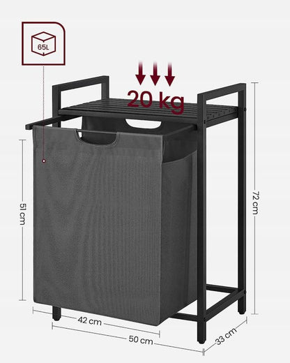 Vasketøjskurv 65 L Hvid MDF Stålstel 50x33x72 cm