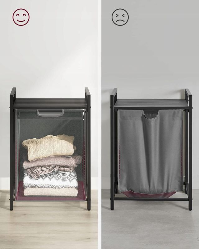Vasketøjskurv 65 L Hvid MDF Stålstel 50x33x72 cm