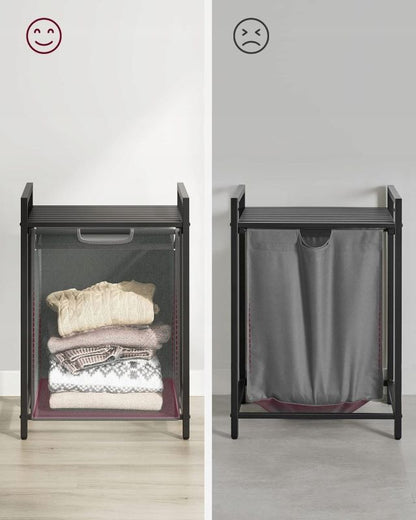 Vasketøjskurv 65 L Hvid MDF Stålstel 50x33x72 cm