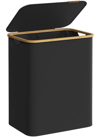 Vasketøjskurv 2 Rum 130 L Sort 38,5 x 52 x 70,5 cm