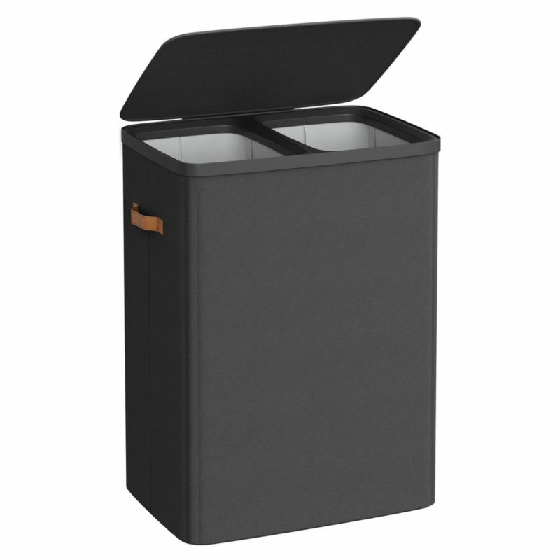 Vasketøjskurv med 2 Rum 170 L Mørkegrå