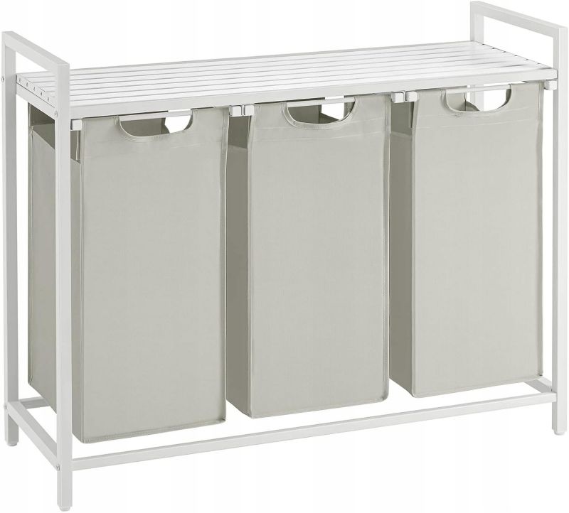 3-Kammer Vasketøjskurv 92,5x33x72 cm Hvid MDF 114 L