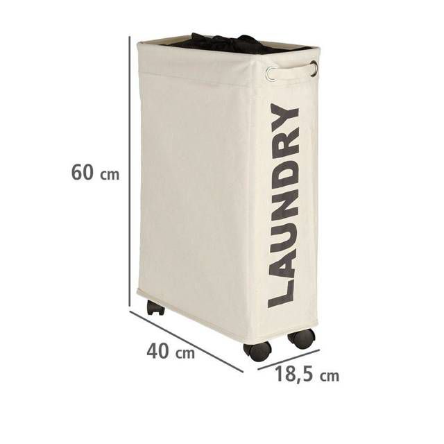 Vasketøjskurv Rektangulær 43 L Beige Polyester 40 x 18,5 x 60 cm