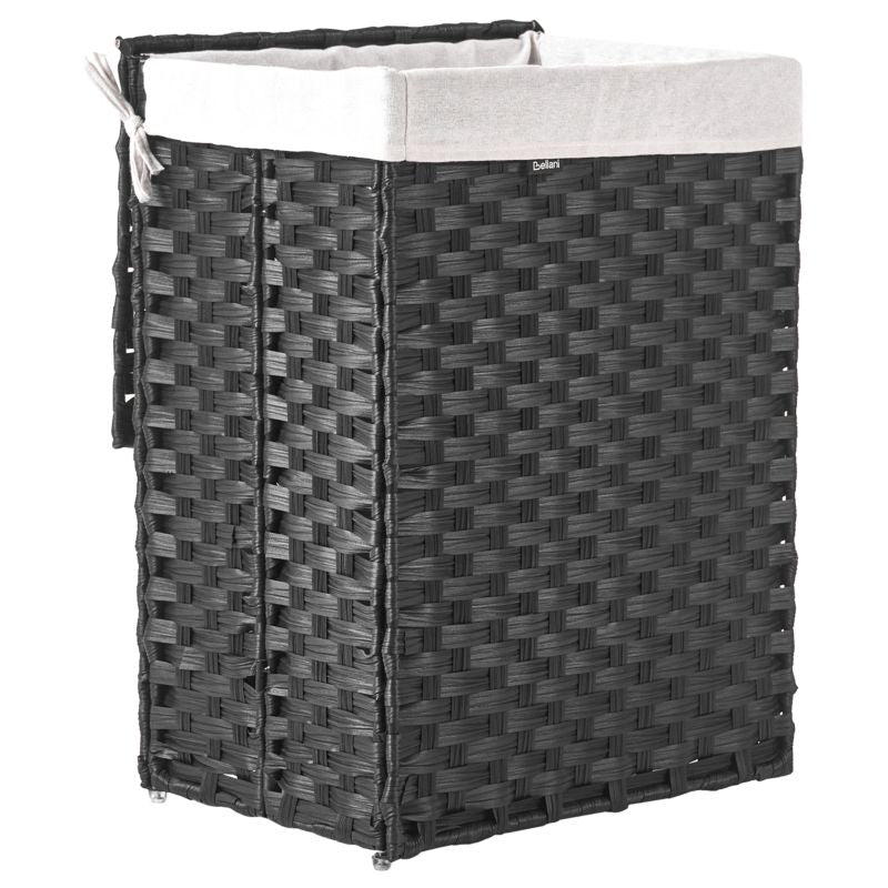 Sammenklappelig Vasketøjskurv med Låg Sort 83 L 43 x 32 x 60 cm