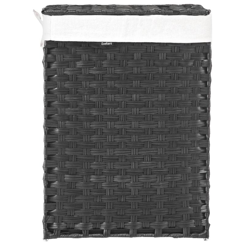 Sammenklappelig Vasketøjskurv med Låg Sort 83 L 43 x 32 x 60 cm