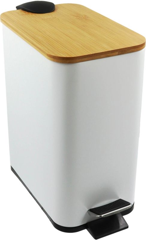 Bambusaffaldsspand 5 L Hvid med Blødt Luk 5901487084246