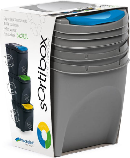 Affaldsspand Prosperplast Sortibox 3 x 25 l grå