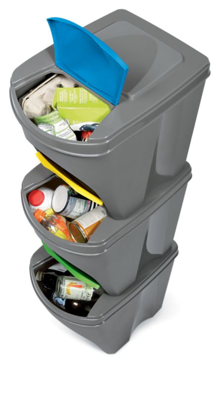 Affaldsspand Prosperplast Sortibox 3 x 25 l grå