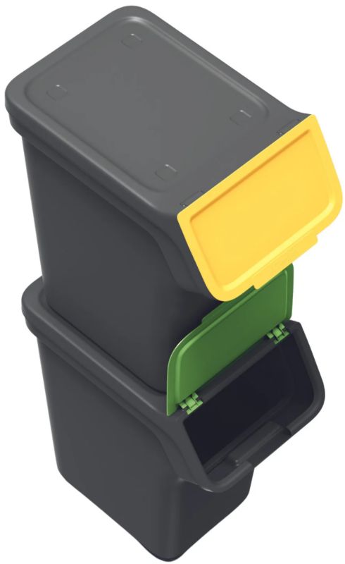 Affaldsspand Prosperplast Stackbox Q Sæt 3 x 20 l sort