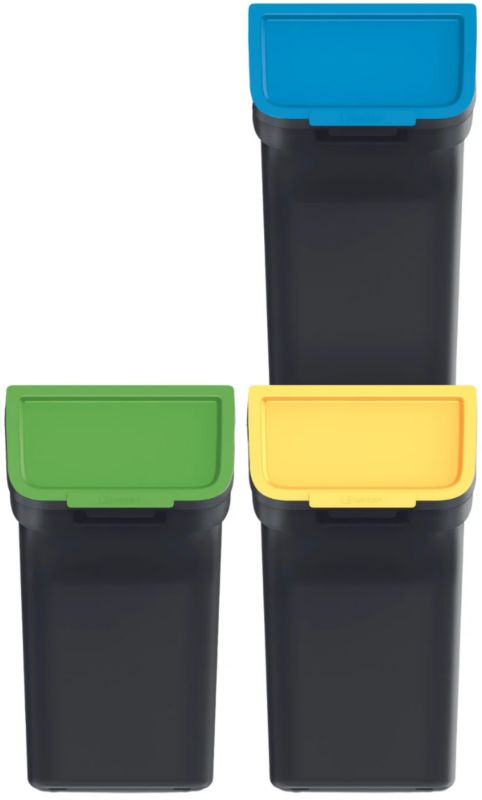 Affaldsspand Prosperplast Stackbox Q Sæt 3 x 20 l sort