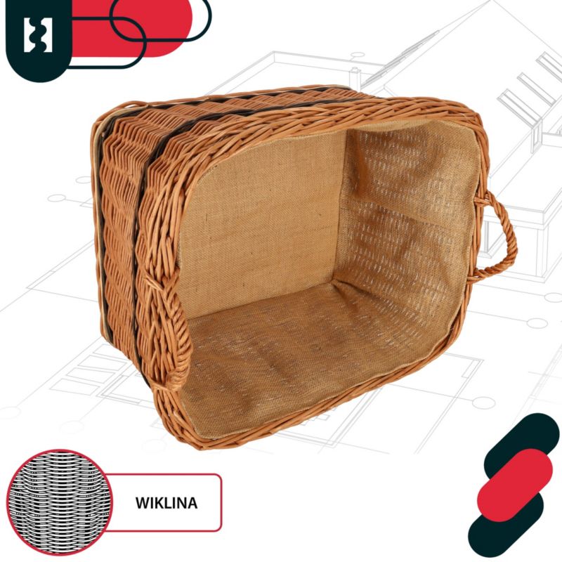 Brændekurv Flet med Håndtag Brun 50x50x37 cm