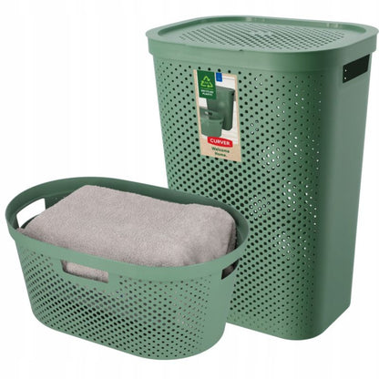 Kurv med låg 60L + beholder 40L Curver Infinity Recycled grøn