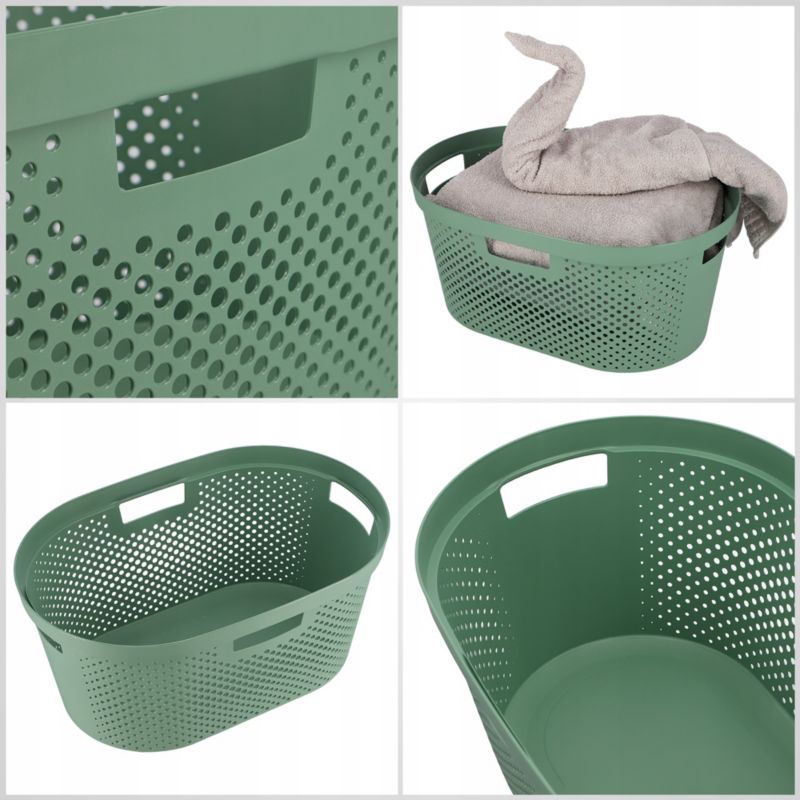 Kurv med låg 60L + beholder 40L Curver Infinity Recycled grøn
