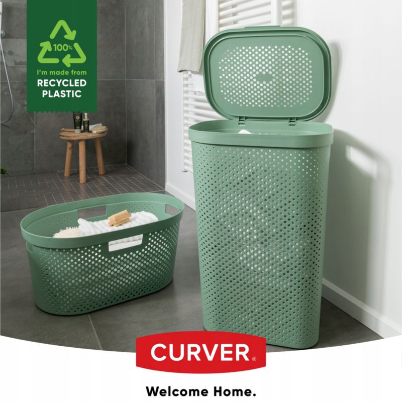 Kurv med låg 60L + beholder 40L Curver Infinity Recycled grøn