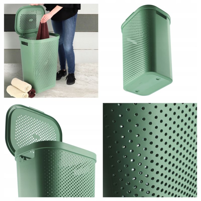 Kurv med låg 60L + beholder 40L Curver Infinity Recycled grøn