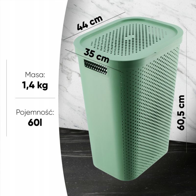 Kurv med låg 60L + beholder 40L Curver Infinity Recycled grøn