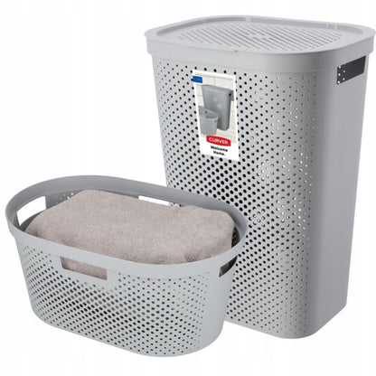 Kurv med låg 60L + beholder 45L Curver Infinity lysgrå