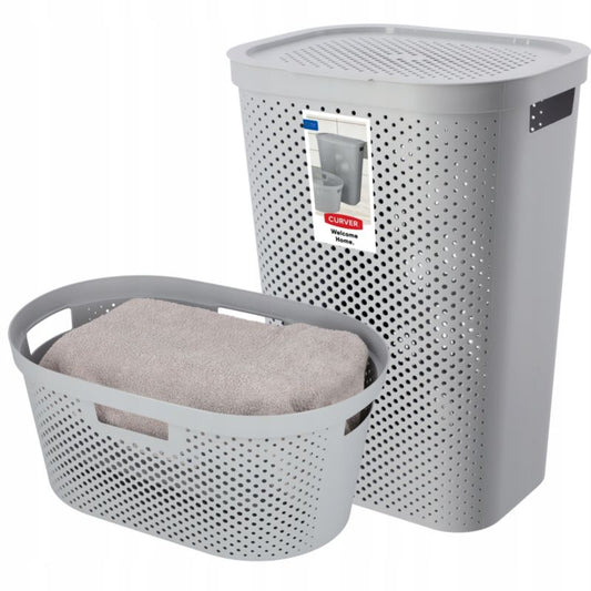 Kurv med låg 60L + beholder 45L Curver Infinity lysgrå