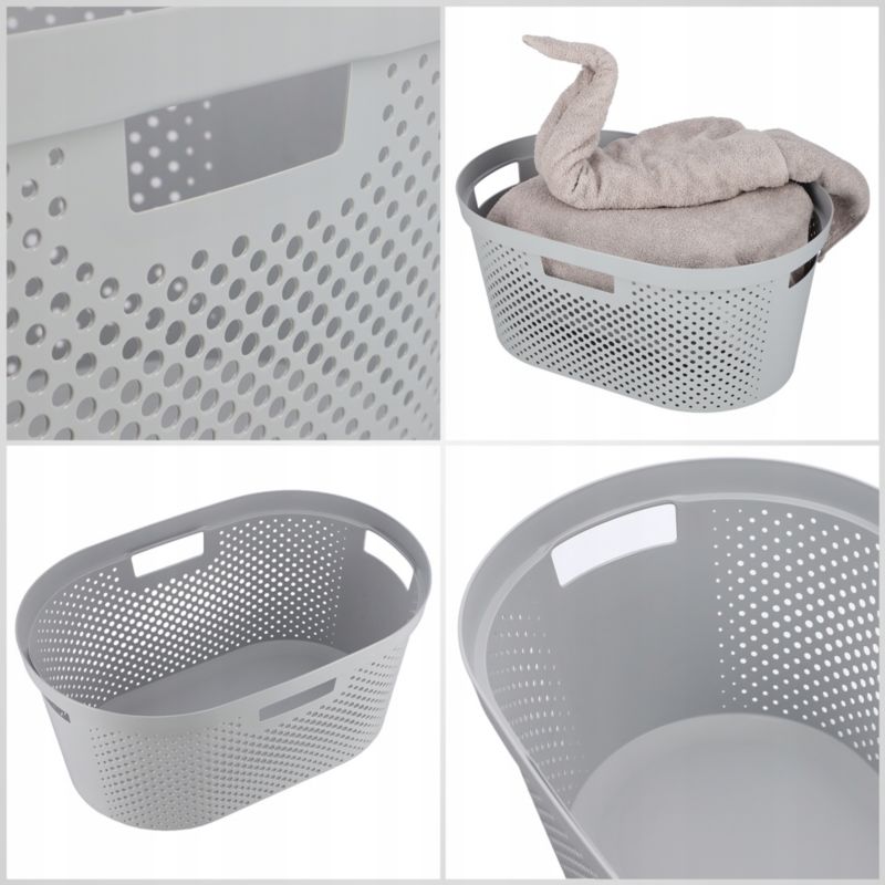 Kurv med låg 60L + beholder 45L Curver Infinity lysgrå