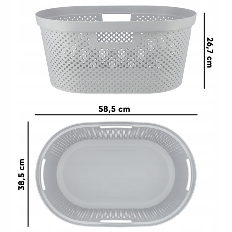 Kurv med låg 60L + beholder 45L Curver Infinity lysgrå