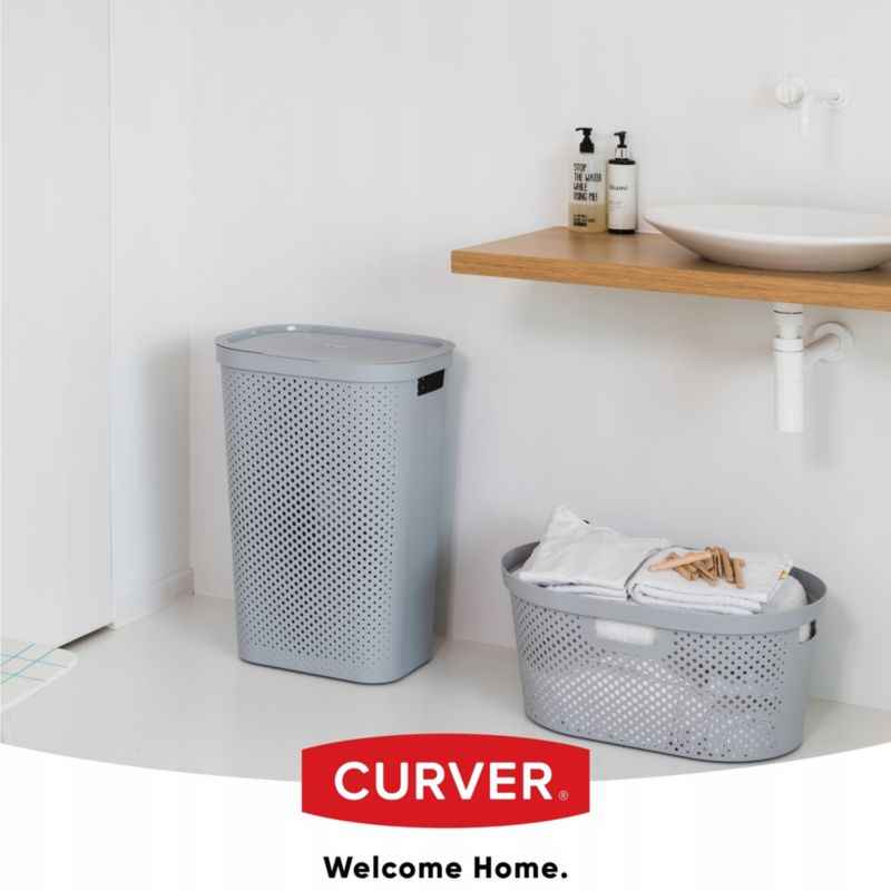 Kurv med låg 60L + beholder 45L Curver Infinity lysgrå