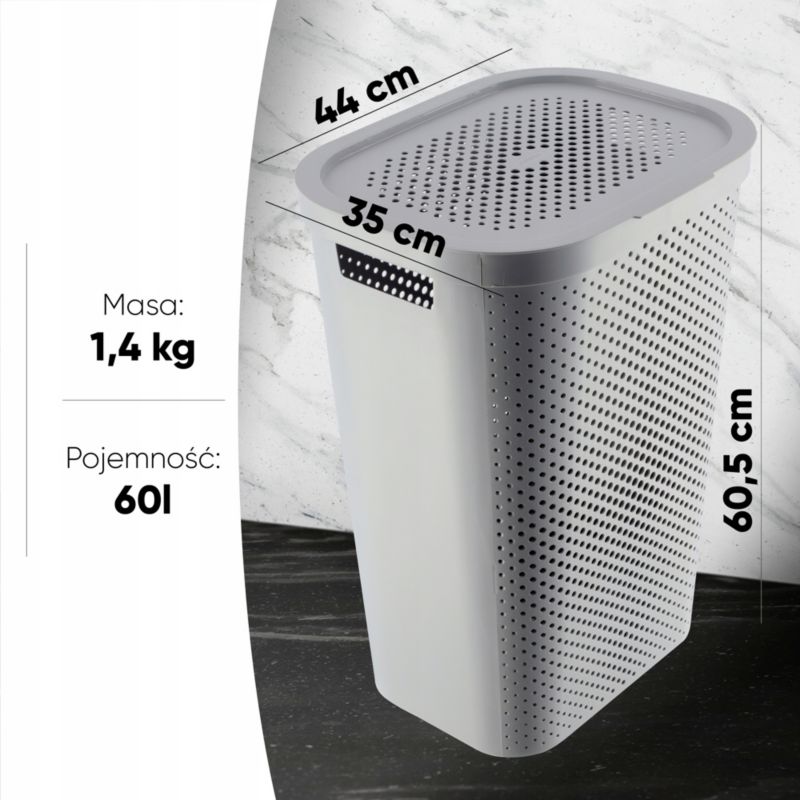 Kurv med låg 60L + beholder 45L Curver Infinity lysgrå