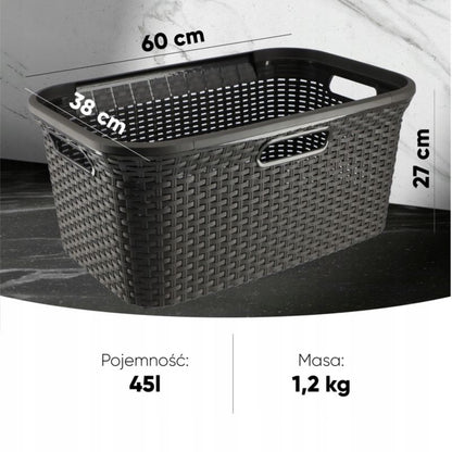 Kurv med låg 60L + beholder 45L Curver Natural Style brun