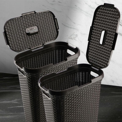 Kurv med låg 60L + beholder 45L Curver Natural Style brun
