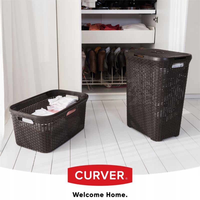 Kurv med låg 60L + beholder 45L Curver Natural Style brun