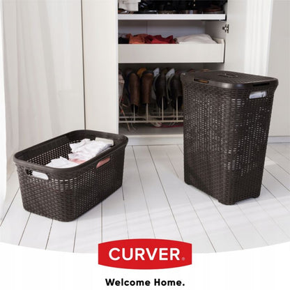 Kurv med låg 60L + beholder 45L Curver Natural Style brun