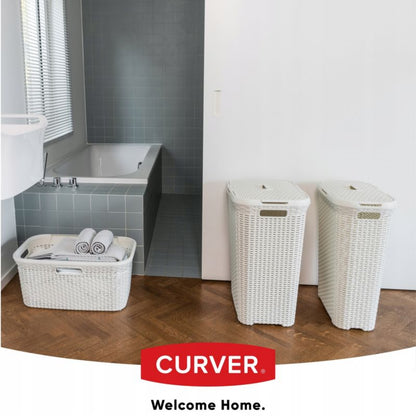 Kurv med låg 60L + beholder 45L Curver Natural Style cremefarvet