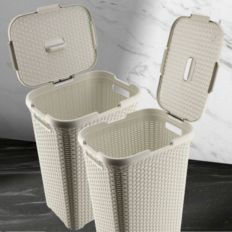Kurv med låg 60L + beholder 45L Curver Natural Style cremefarvet