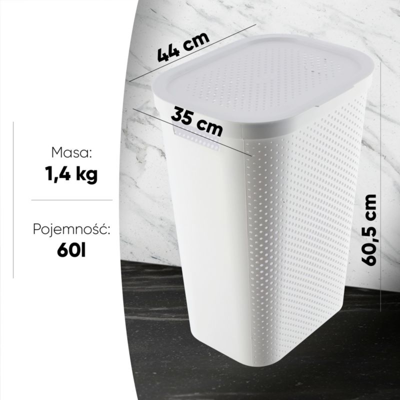 Curver Infinity vasketøjskurv med låg 60 L, hvid