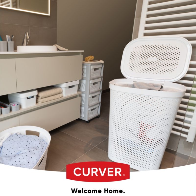 Curver Infinity vasketøjskurv med låg 60 L, hvid