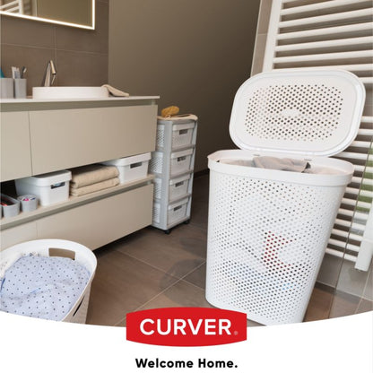 Curver Infinity vasketøjskurv med låg 60 L, hvid