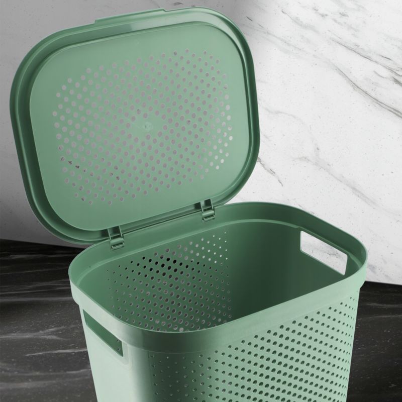 Curver Infinity 60L vaskekurv med låg i grøn