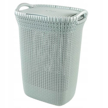 Vasketøjskurv med låg Curver Knit 57L, gråblå