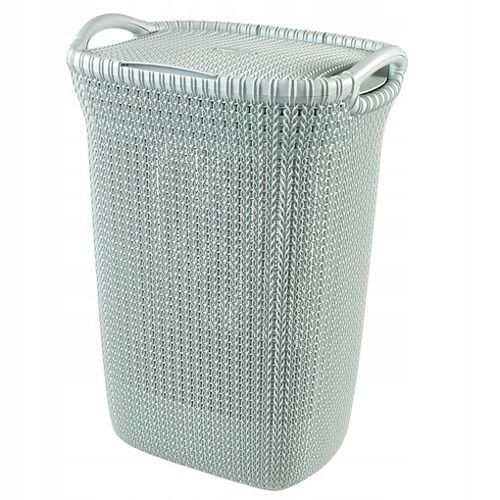 Vasketøjskurv med låg Curver Knit 57L, gråblå