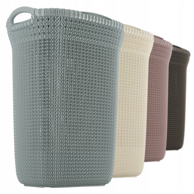 Vasketøjskurv med låg Curver Knit 57L, gråblå