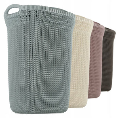 Vasketøjskurv med låg Curver Knit 57L, gråblå