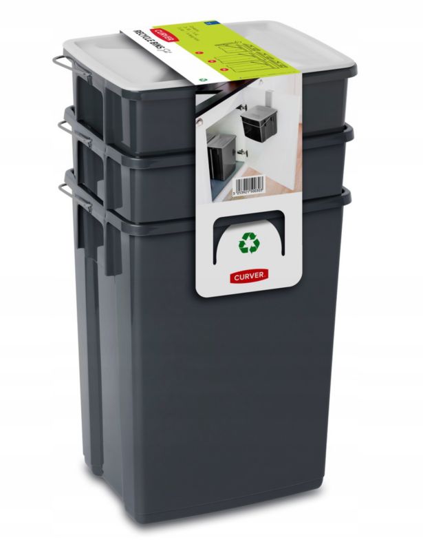 Curver affaldssorteringssæt 2 x 10L + 6L, sort
