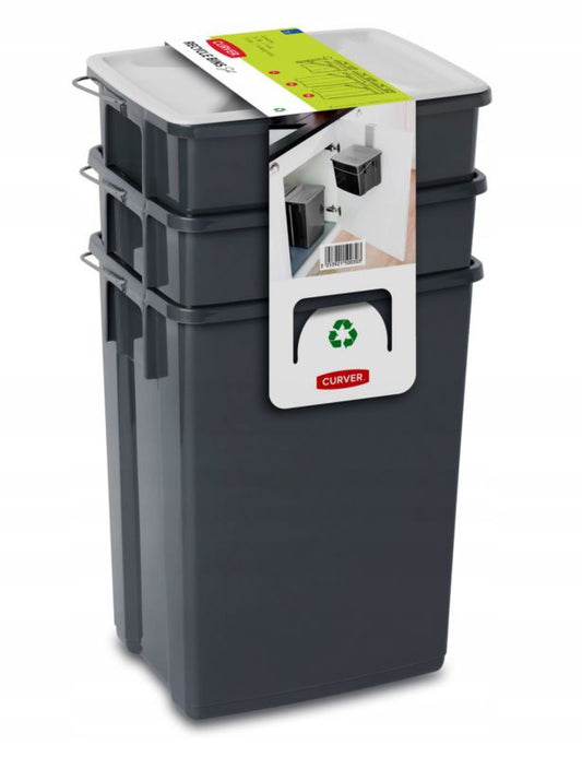 Curver affaldssorteringssæt 2 x 10L + 6L, sort