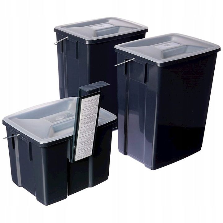 Curver affaldssorteringssæt 2 x 10L + 6L, sort