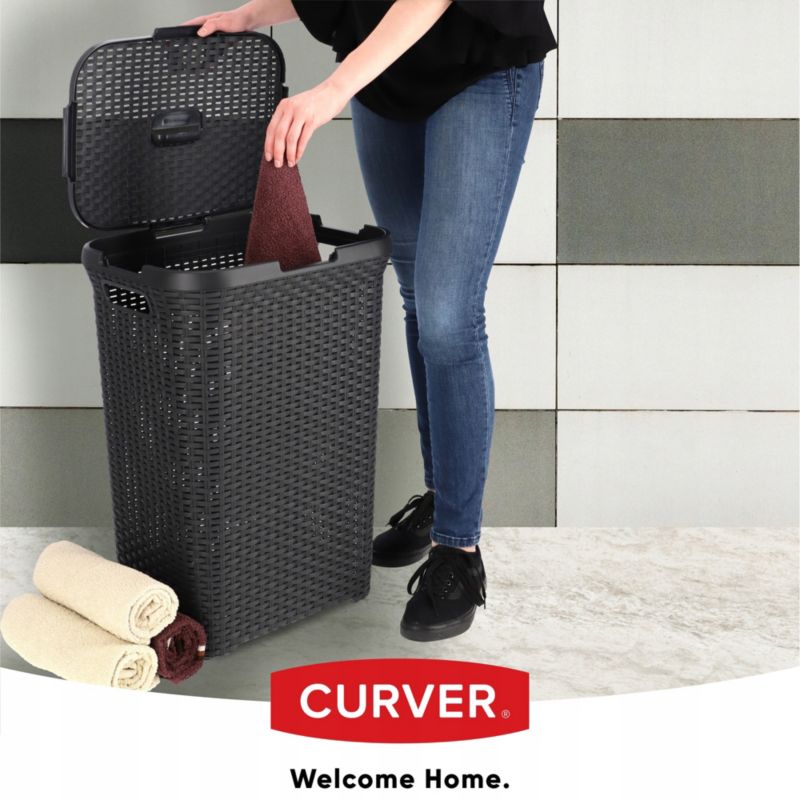Curver Natural Style vasketøjskurve med låg 60L, mix farver, 2 stk