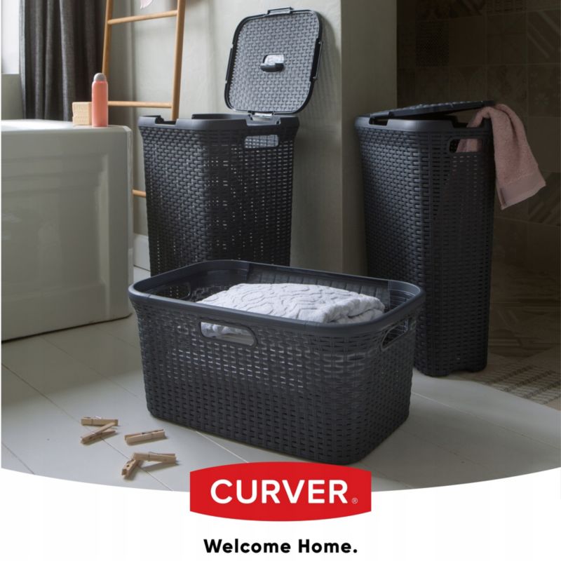 Curver Natural Style vasketøjskurve med låg 60L, mix farver, 2 stk