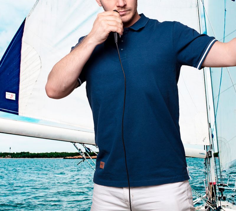Polo t-shirt Denim med læderlogo i størrelse XXXL, navyblå, 1 stk.