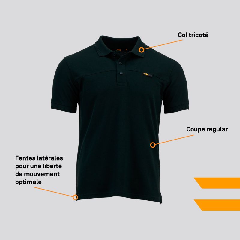 Site polo t-shirt sort XL